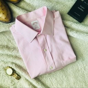 Brooks Brothers Non-Iron Pink Pinstripe Regular F